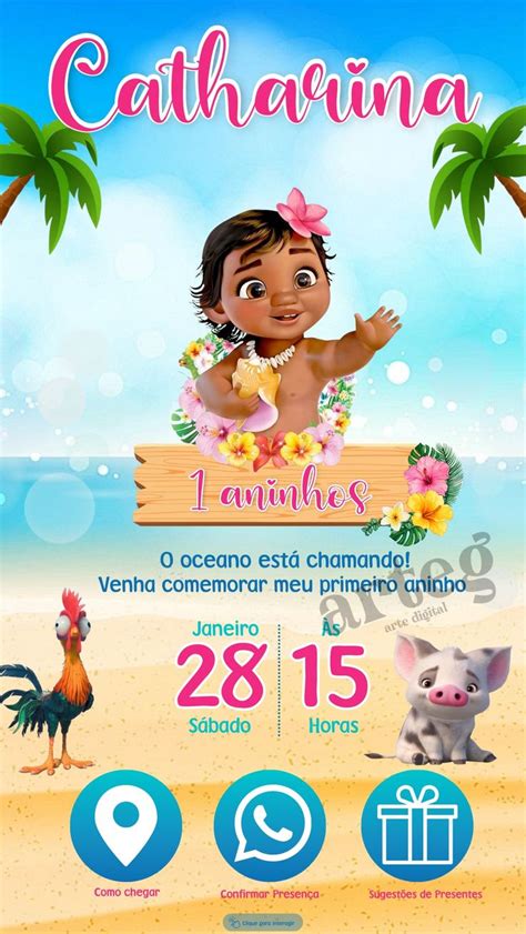 Convite Interativo Moana Baby Moana Festa Infantil Convite Da Moana