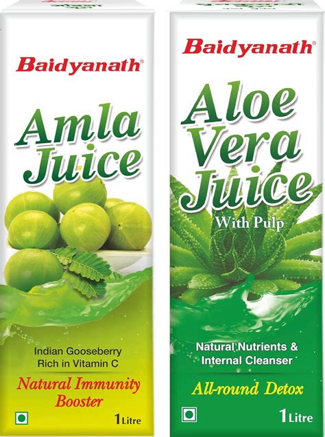 Baidyanath Amla Juice Liter Aloevera Juice Liter Each Combo Amla