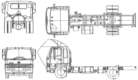 1989 Hino SG3325 Heavy Truck Blueprints Free Outlines