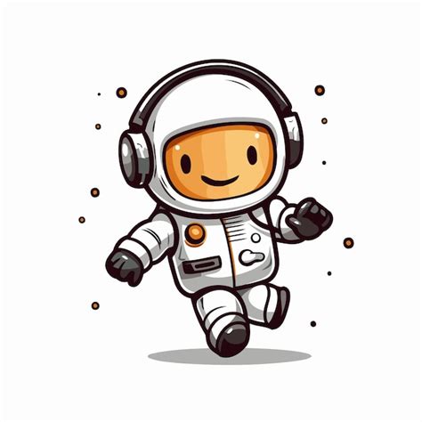 Astronauta Correndo Personagem De Desenho Animado Fones De Ouvido