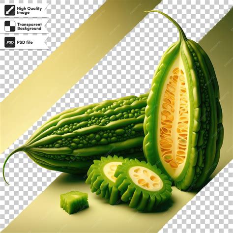 premium psd psd bitter melon fruit  transparent background