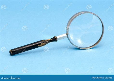 Magnifying Glass Zoom Retro Tool Blue Background Stock Photo Image Of