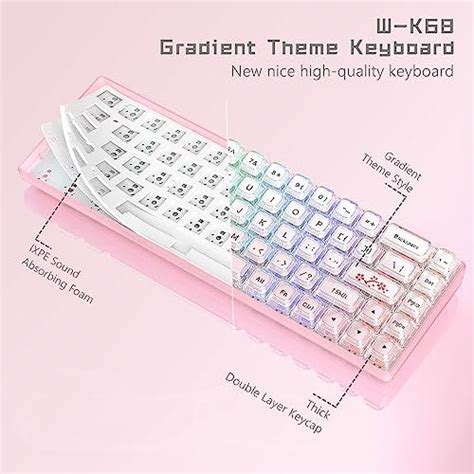 Womier W K Keyboard Gaming Pink Wired Creamy Mechanical Keyboard Hot Swappable RGB