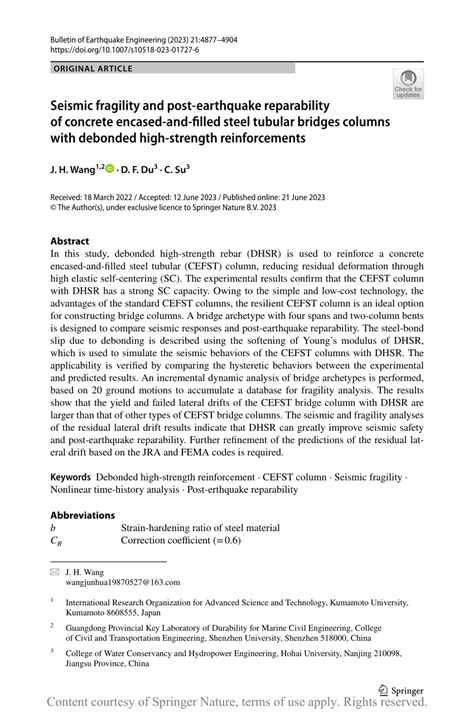 Seismic Fragility And Post Earthquake Reparability Of Concrete Encased