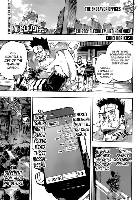 My Hero Academia Chapter 203 Flexible Juzo Honenuki Otaku Orbit