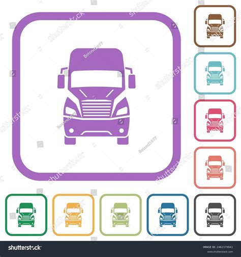 Truck Front View Simple Icons Color Stock Vector Royalty Free