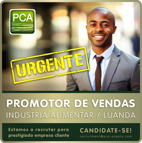 recrutamento promotor de vendas industria alimentar luanda