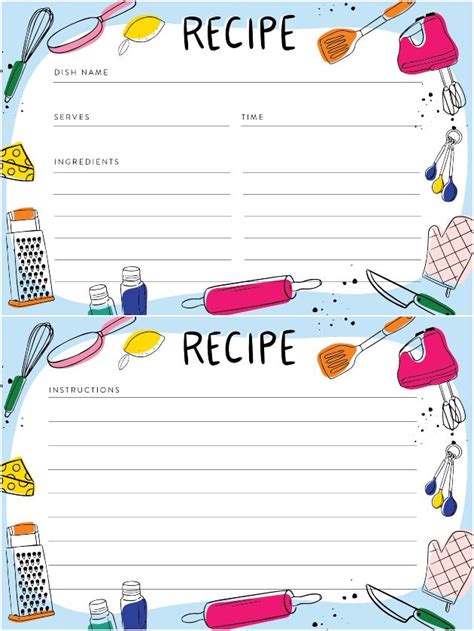 Free printable recipe cards – Artofit