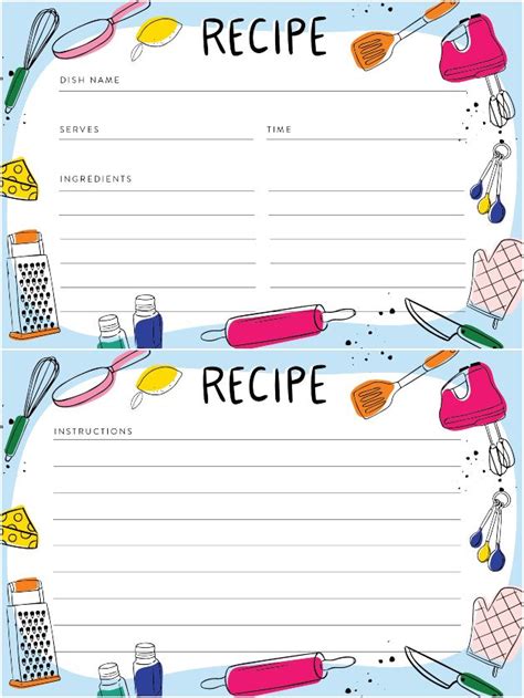 Free Printable Recipe Cards with Flag Design