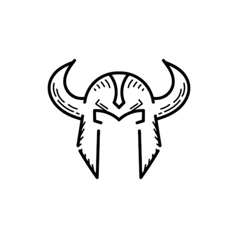 Viking Helm Pictogram Logo Vector Lijntekeningen Hand Getekende