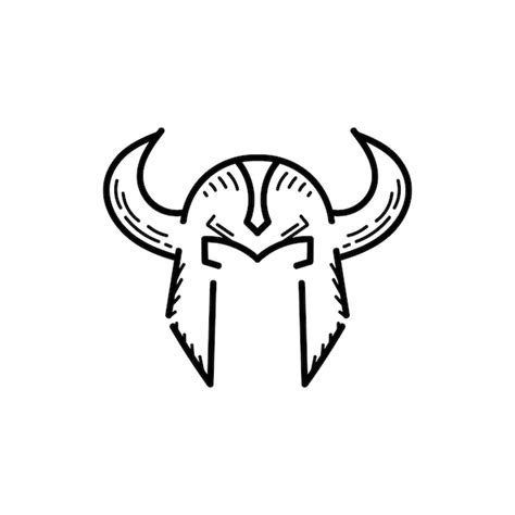 Wikinger Helm Symbol Logo Vektor Linien Kunst Handgezeichnete