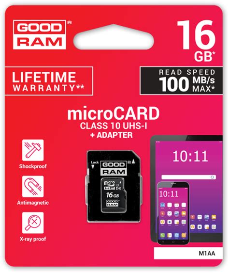 KARTA PAMIĘCI microSD GOODRAM UHS1 CL10 16GB ADAPTER 100MB Hurton pl