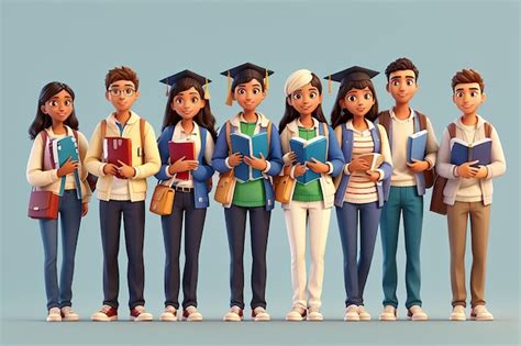 Vector Set Of Diverse College Or University Students Holding And