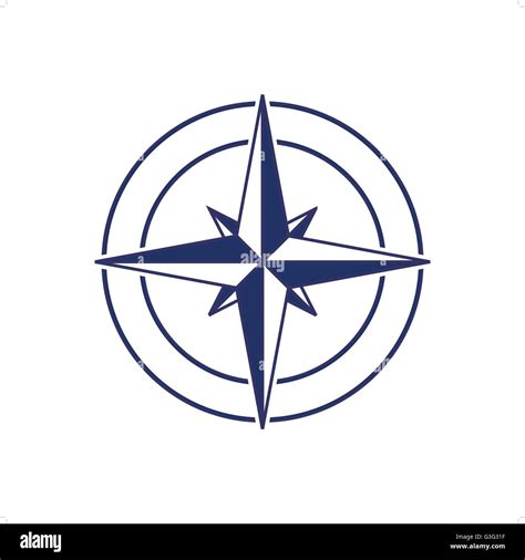 Blue Compass Icon Inside Circle Vector Illustration Isolated On White