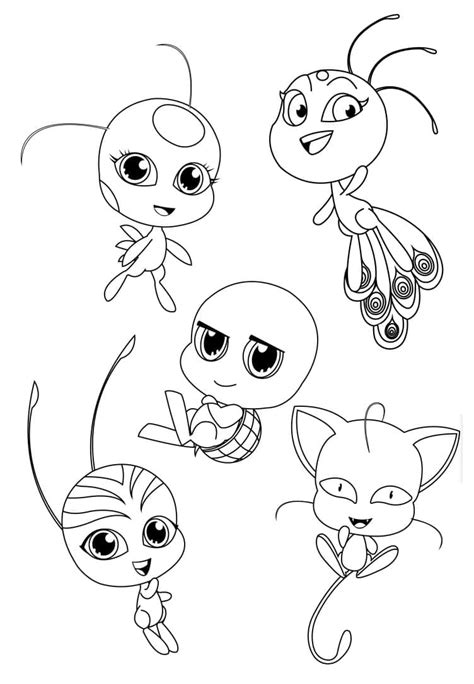 Kwamis Miraculous Ladybug Coloring Page Free Printable Coloring Pages