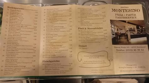 Speisekarte Von Bistro Und Pizzeria Montesino Dortmund