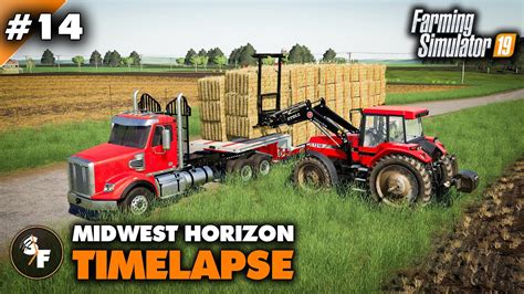 Fs19 Midwest Horizon Timelapse 14 Harvesting Wheat And Baling Straw