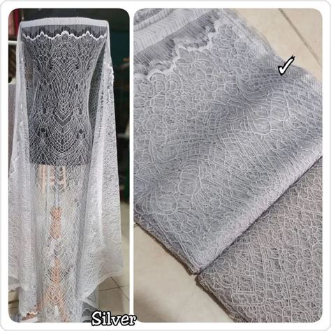 Jual Bahan Kebaya Brokat Semi Prancis Chantily Panel 2 5m Shopee