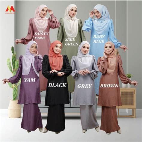 Baju Kurung Viral Riau Qhalishah Dewasa Ironless Shopee Malaysia