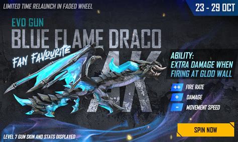 Blue Flame Draco Ak Skin In Free Fire How To Get Upgrade Requirements