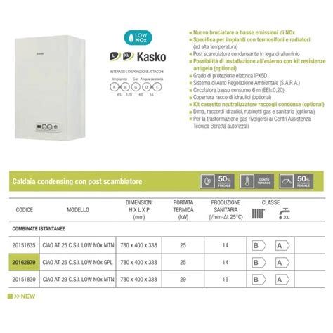 Caldaia A Condensazione Beretta Ciao AT 25 CSI Low NOx ErP Con Gas A Metano