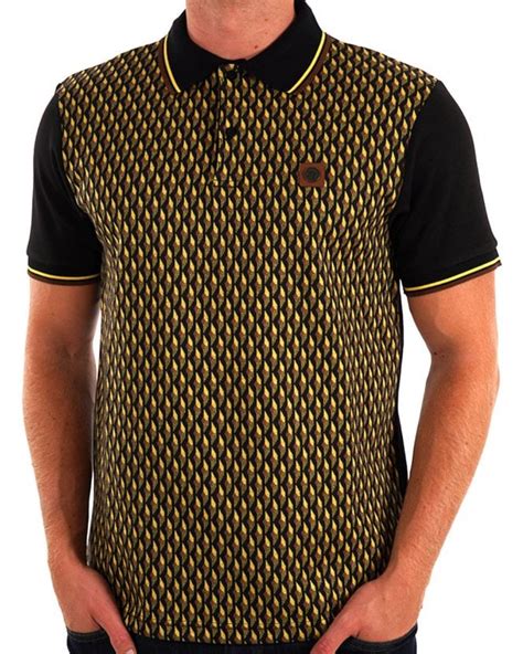 Trojan Deco Panel Polo Black 80s Casual Classics