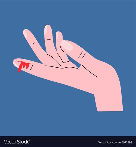 A hand with cut on the finger and blood Royalty Free Vector