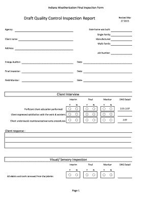 Fillable Online Indiana Weatherization Final Inspection Form Fax Email