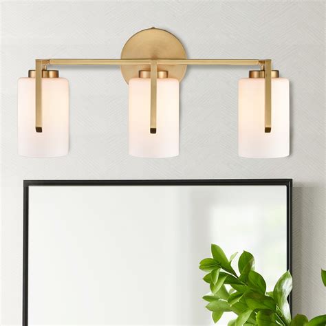 Modern 3-Light Gold Bathroom Vanity Lights Opal Glass| Claxy