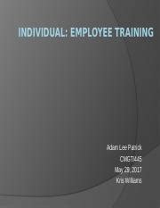 Individual Employee Training Individual Employee Training Adam Lee