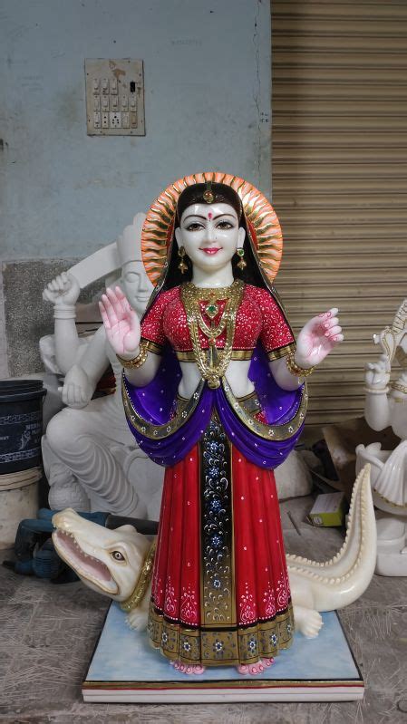 Multicolor Printed Marble Khodiyar Maa Statue For Worship Packaging