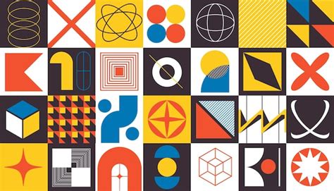 Premium Vector Swiss Bauhaus Brutalist Style Colorful Geometric