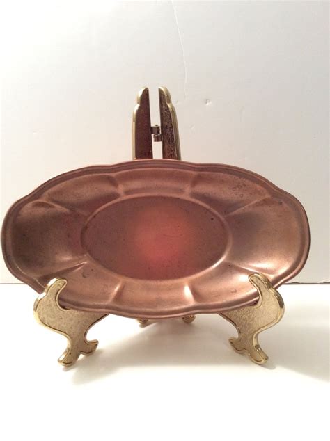 Copper Dish Vintage Copper Serving Dish Patina Metal Oval Etsy