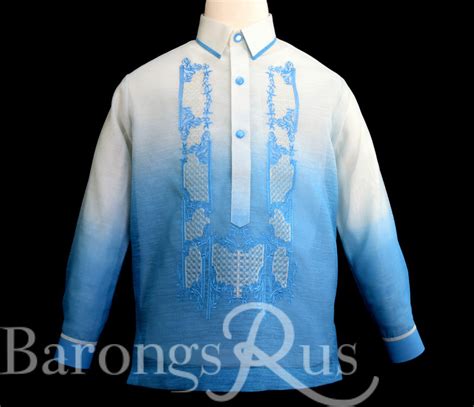 Boys Monochromatic Aqua Blue Barong Tagalog 8332 Barongs R Us