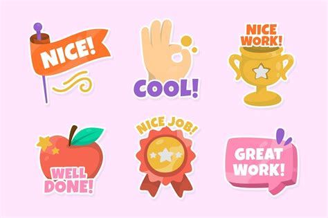 Free Vector Hand Drawn Good Job Stickers Pack