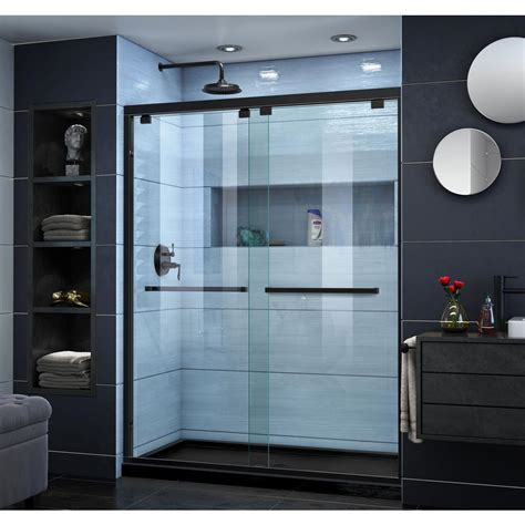 Dreamline Enigma Xo 56 60 In W X 76 In H Frameless Smoke Grey Glass Sliding Shower Door In