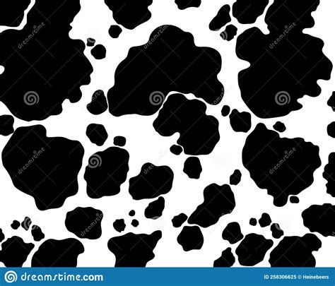 Vector Black Cow Print Pattern Animal Seamless Stock Illustration