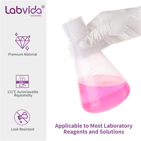 Labvida Plastic Erlenmeyer Flask Set With Screw Cap 500ml Molded