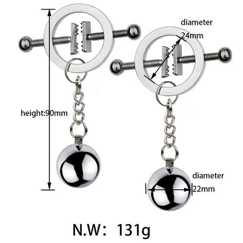 Buy Metal Nipple Clamps Clips Gravity Ball Breast Torture Slave Bdsm