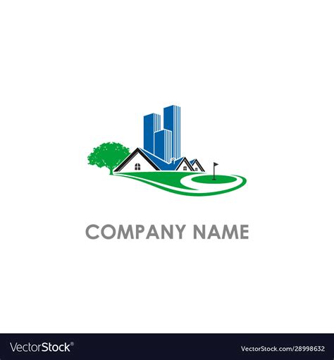 House building golf yard logo Royalty Free Vector Image