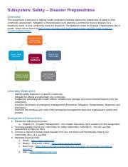 Subsystem Safety Disaster Preparedness Docx Subsystem Safety