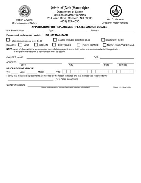 Form Rdmv125 Download Fillable Pdf Or Fill Online Application For Replacement Plates And Or