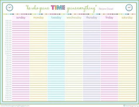 24 Hour Schedule Template ~ Addictionary