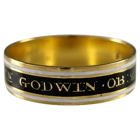 George I 18ct Gold Rock Crystal Hair Work And Enamel Mourning Ring