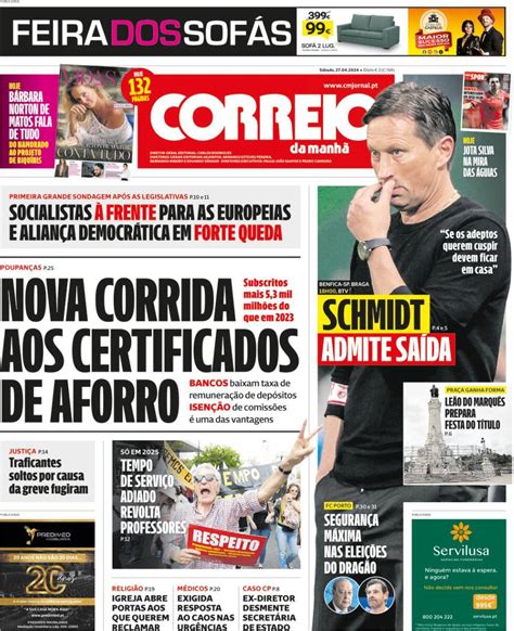 Capa Correio Da Manh Abril Capasjornais Pt