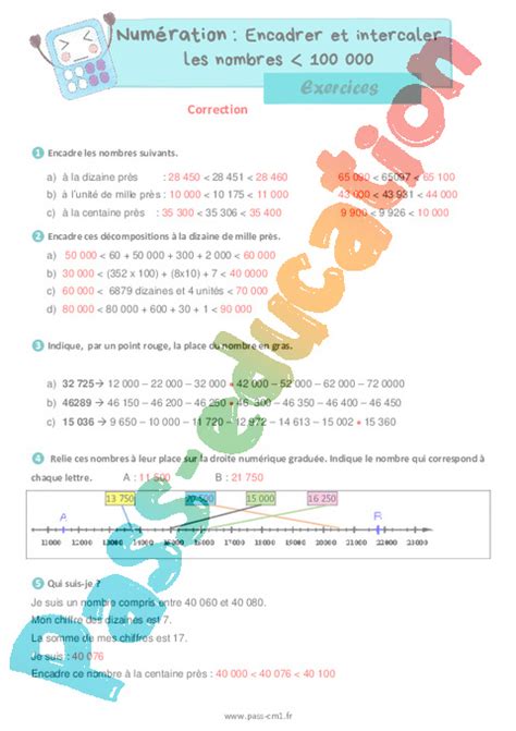 Encadrer Et Intercaler Les Nombres Inf Rieur Exercices De