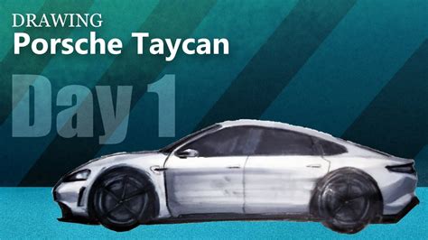 Car Drawing Porsche Taycan Day Side View Youtube