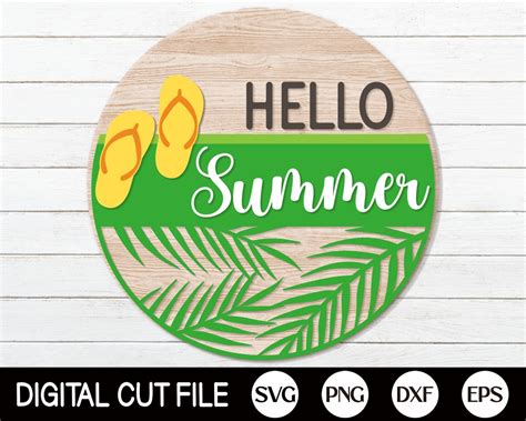 Hello Summer Welcome Sign Flip Flop Door Hanger Svg Summer Etsy