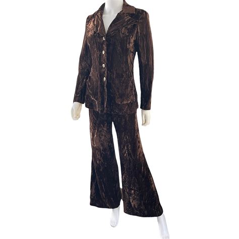 Rare 70s Vintage Crushed Velvet Flare Pants Blazer Gem