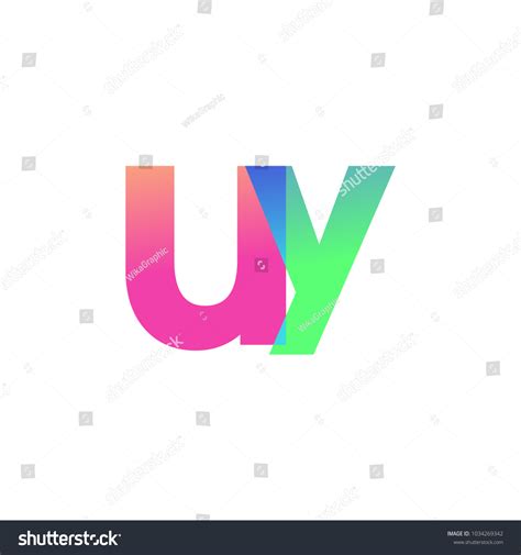 Initial Letter UY Lowercase Logo Green Pink And Royalty Free Stock